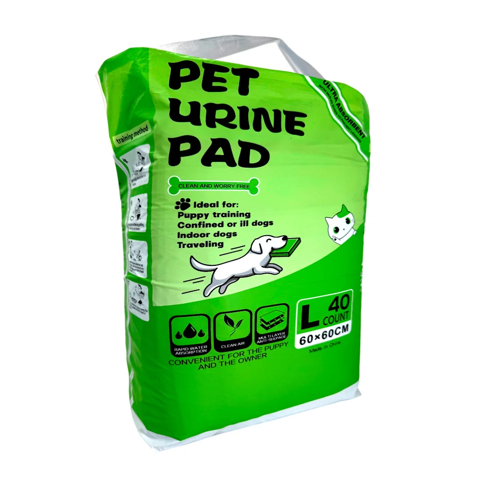 Paquete de 40 tapetes grandes para orina de mascota, entrenamiento, ultra absorbente y uso exterior e interior / 60x60cm / pet urine pad