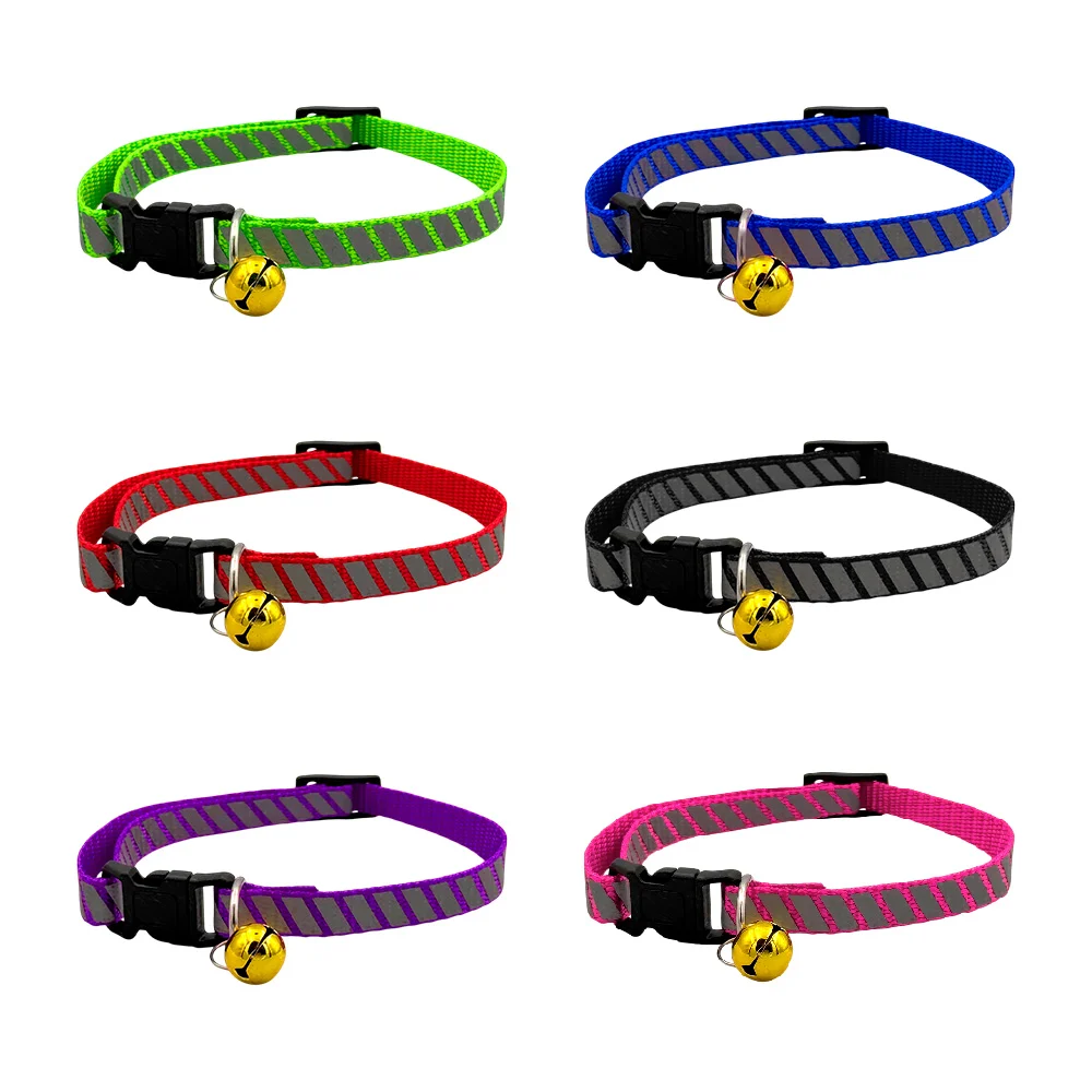 1pza Collar para mascotas pequeñas, con broche ajustable, cuerpo de tela y líneas diagonales antirreflectantes, variedad de colores / lucy mascotas / 2626