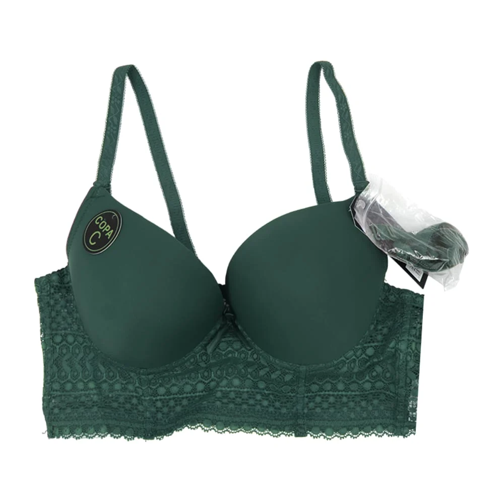 Brasier liso copa c con efecto push up con encaje y tirantes ajustables + tirantes de repuesto, variedad de tallas y colores / su bella lenceria 622
