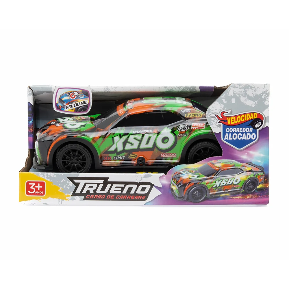 Carro de fricción con diseño estampado de carreras, luz y sonido, variedad de modelos / crazy racer thunder / ju688-21