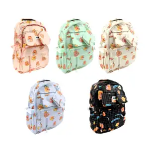 Mochila grande con 5 compartimentos y estampado de capibara + moneder…