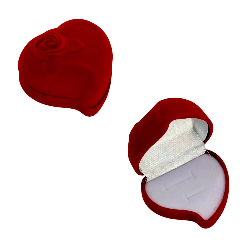 Estuche pequeño de terciopelo en forma de corazón para anillos y aretes, 6cm / jzh-2