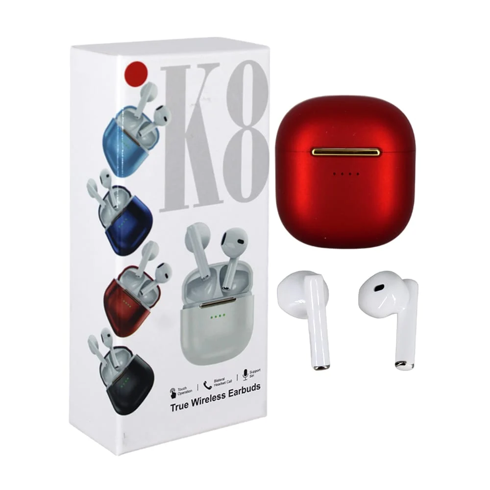 Audífonos inalámbricos bluetooth con estuche de carga y sensor touch, variedad de colores / k8 / tr-6034