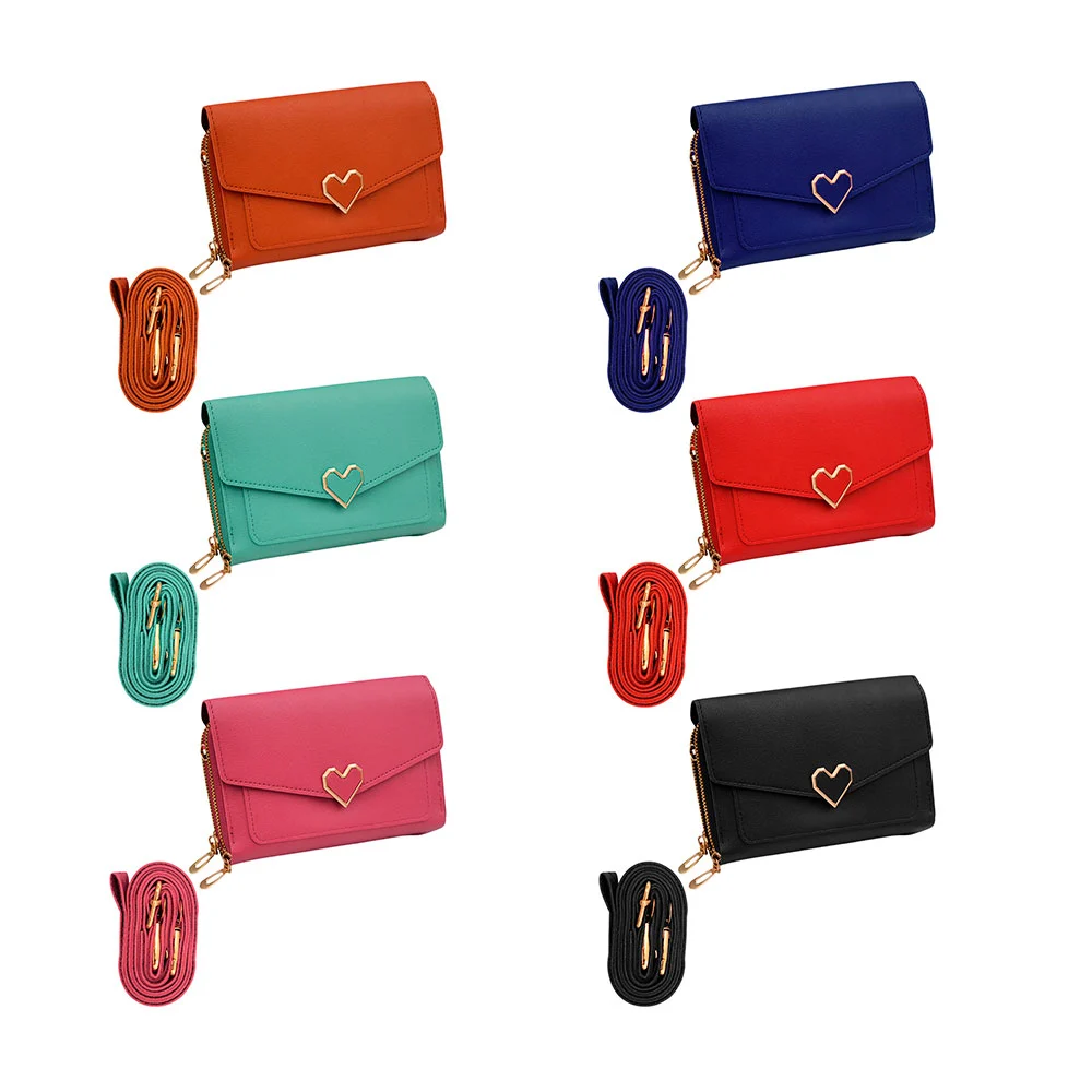 Cartera con 3 compartimentos y broche en forma de corazón, variedad de colores / kb-5066 / kb-5066#