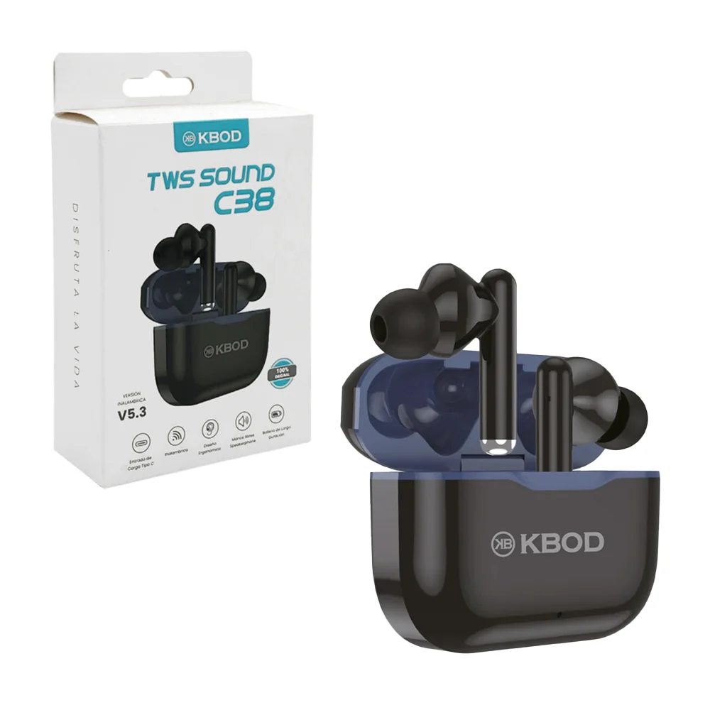 1pza Audífonos / auriculares inalámbricos, recargables, con estuche cargador y almohadillas de silicona ergonómicas, variedad de funciones / kbod / c38 / tws sound