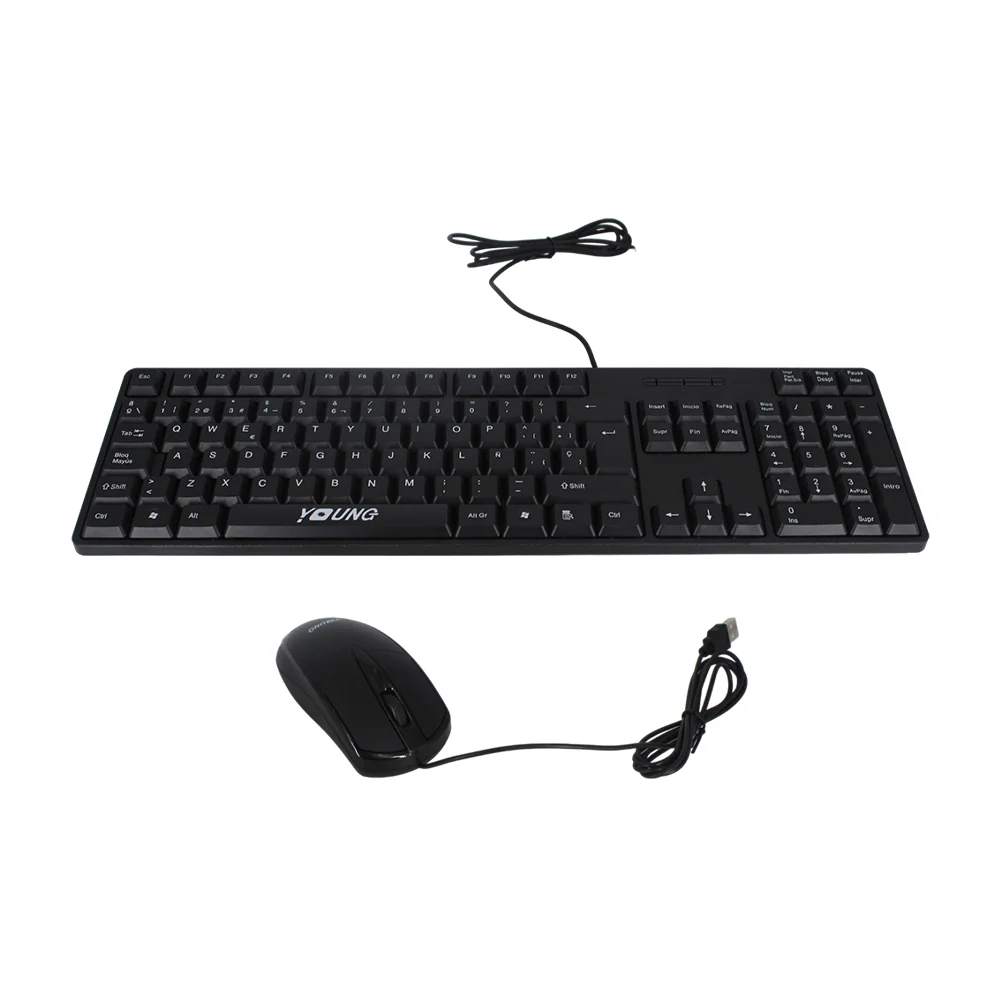Combo de teclado con 103 teclas y mouse alámbricos young / standard keyboard / kb001