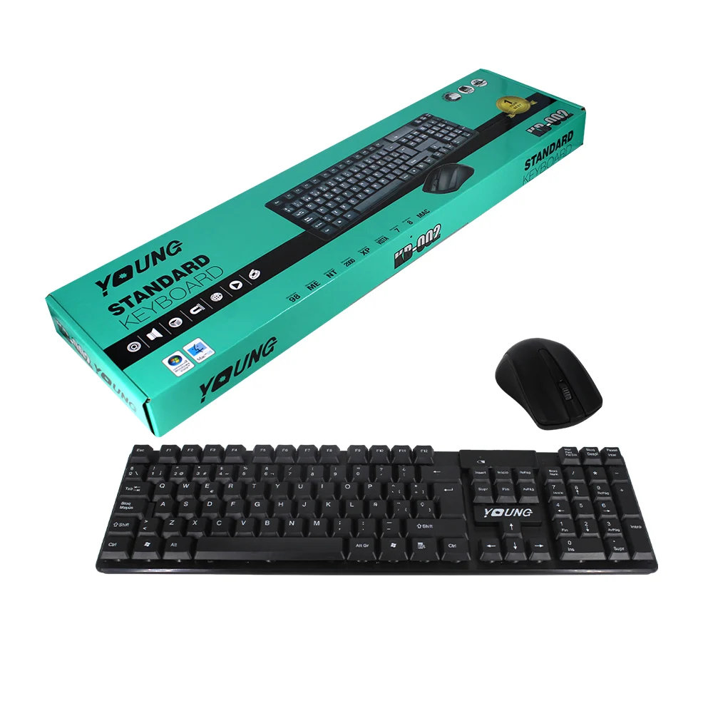 Combo de teclado con 103 teclas y mouse inalámbricos young / standard keyboard / kb002