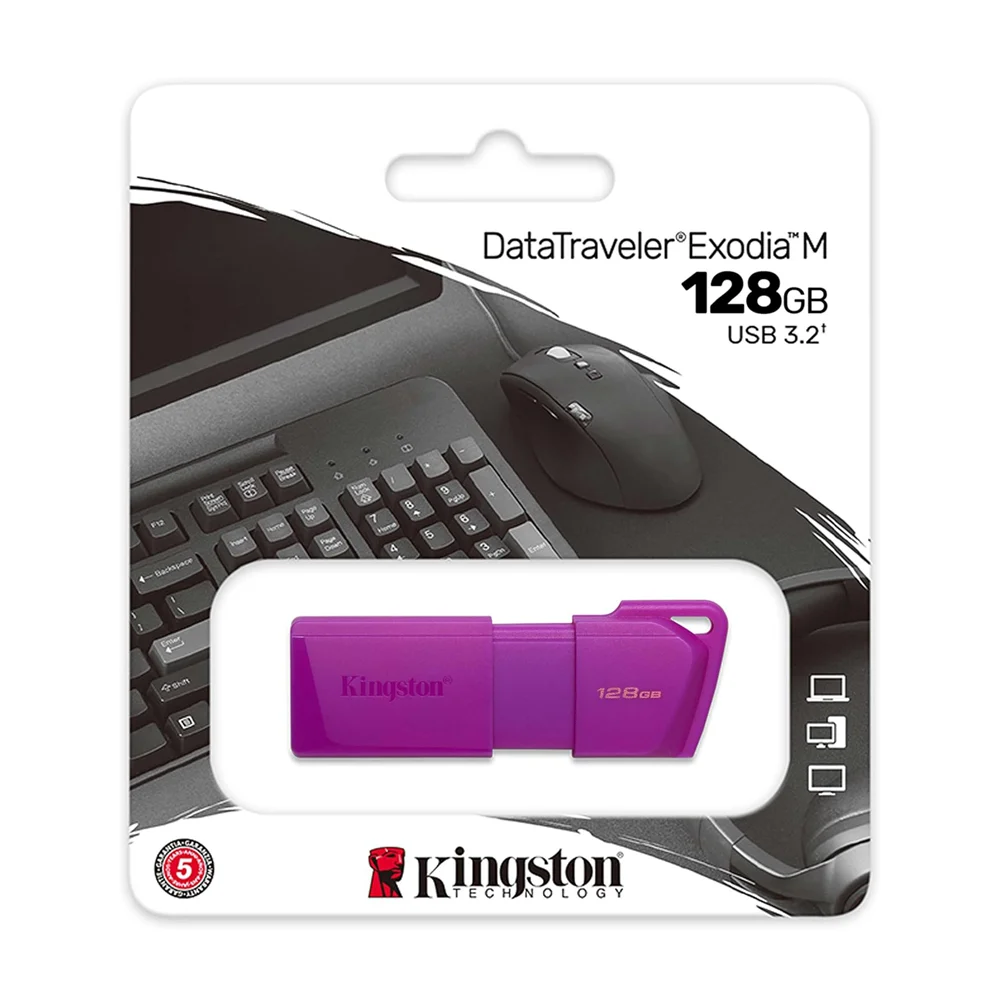 Memoria usb 3.2 kingston data traveler color morado con capacidad 128gb / kc-u2l128-7lp