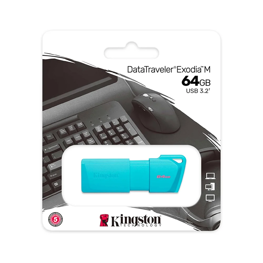 Memoria usb 3.2 flash kingston color azul turquesa con capacidad 64gb / kc-u2l64-7lb