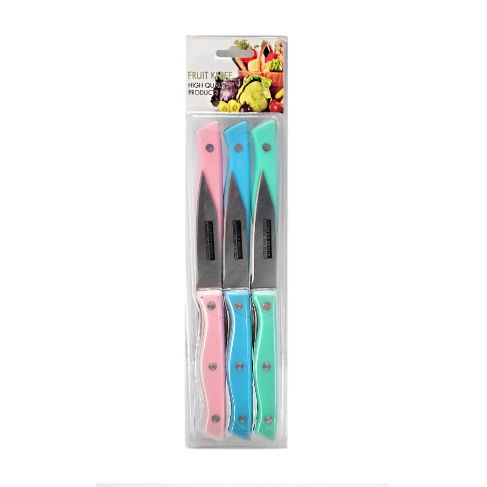 Paquete con 6 cuchillos de acero inoxidable con mango de plástico / fruit knife / kc42421