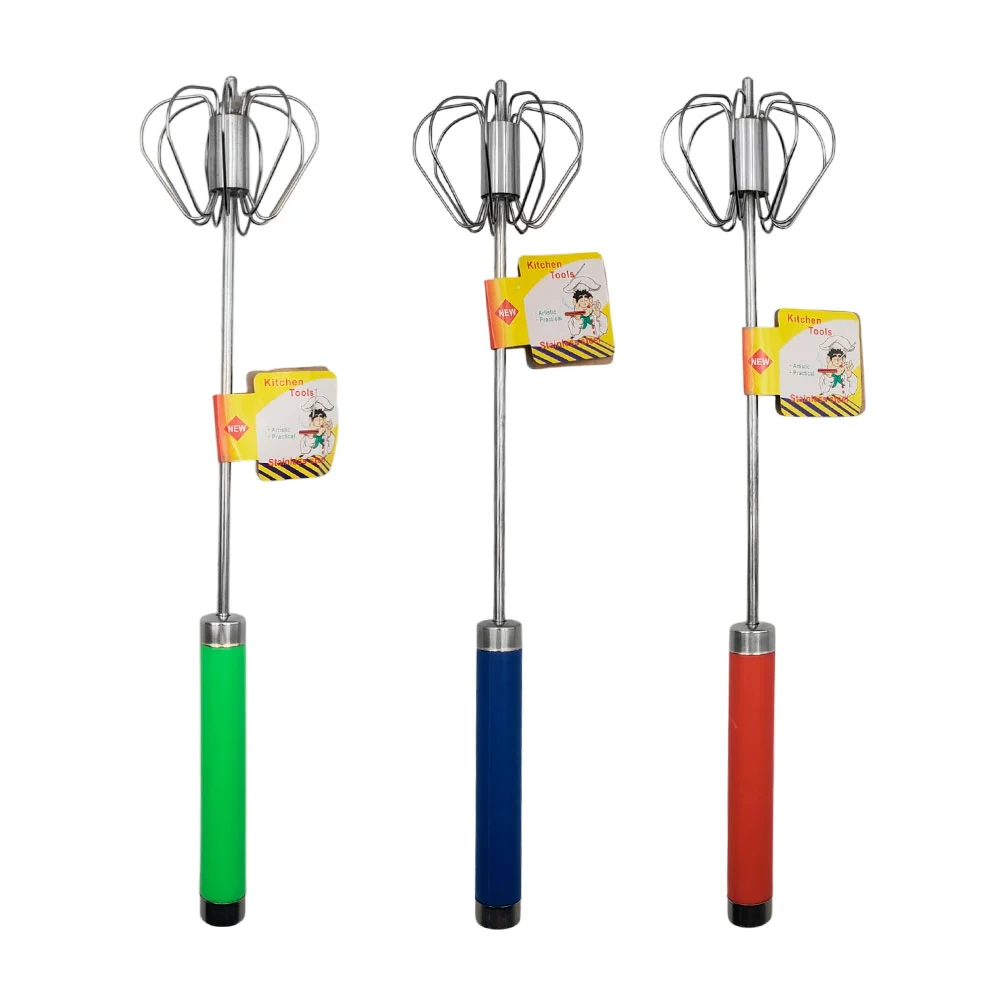 Batidor manual metálico a presión para cocina con mango de plástico, variedad de colores / kc48446 / kitchen tools / kc484685