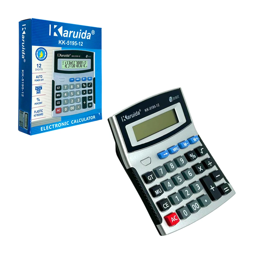 Calculadora grande de plástico con batería y 12 dig / karuida / kk5195-12