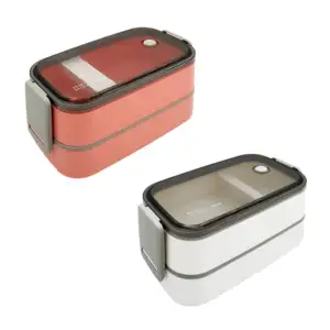 Tupper rectangular de 2 niveles con separador y cubiertos, variedad d…