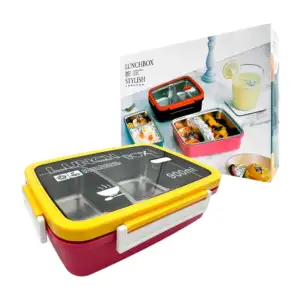 Tupper rectangular térmico lunch box con 2 compartimientos y capacida…
