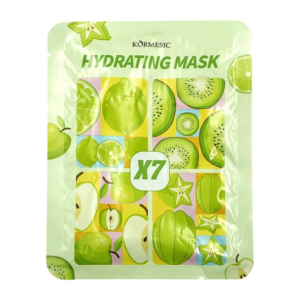 1pza Mascarilla facial hidratante kormesic con extracto de limón, manzana y kiwi, 25ml / kmc57686
