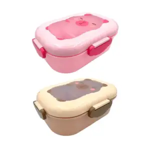 Tupper rectangular de plástico con 2 compartimentos, cubierto y estam…