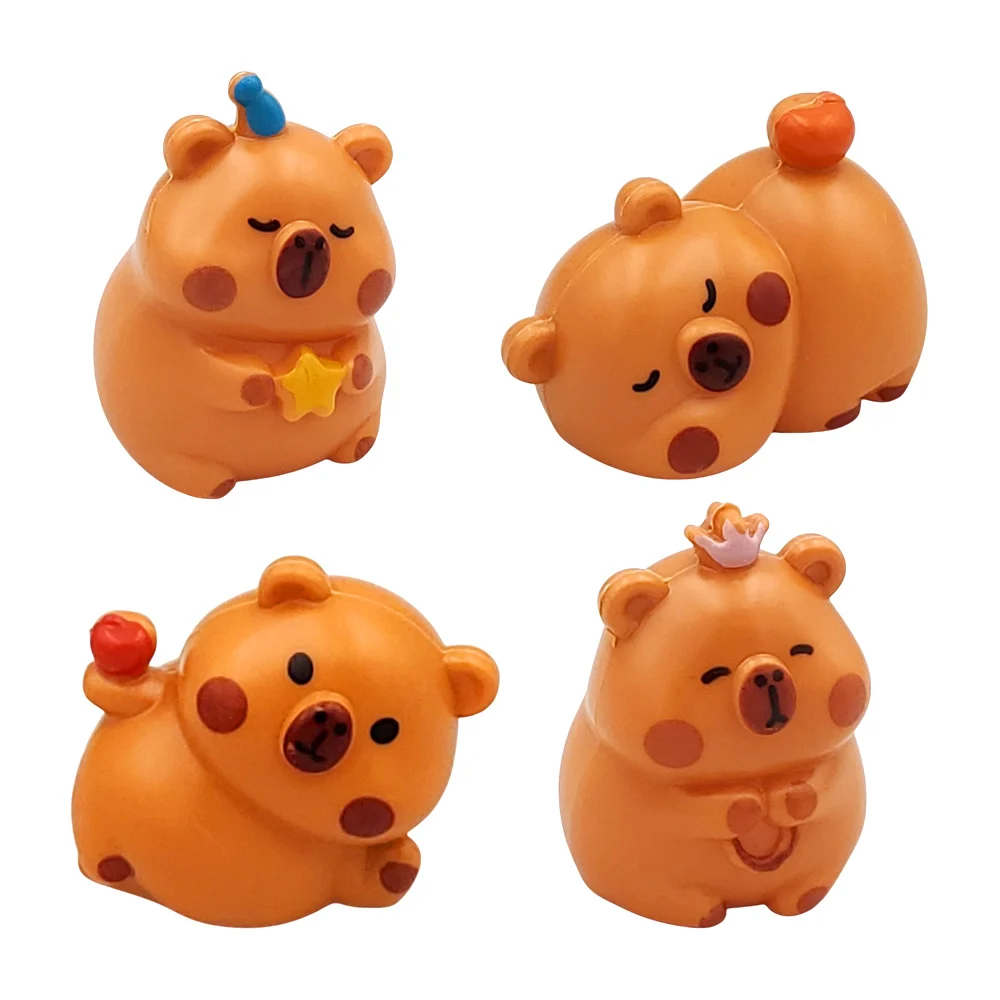 Paquete con 4 mini figuras de plástico con diseño de capibaras / kpbl-099