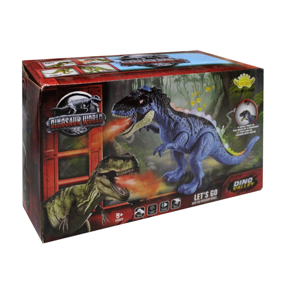 Dinosaurio de juguete lanzador de spray con movimiento, luz y sonido, variedad de colores / dinosaur world
