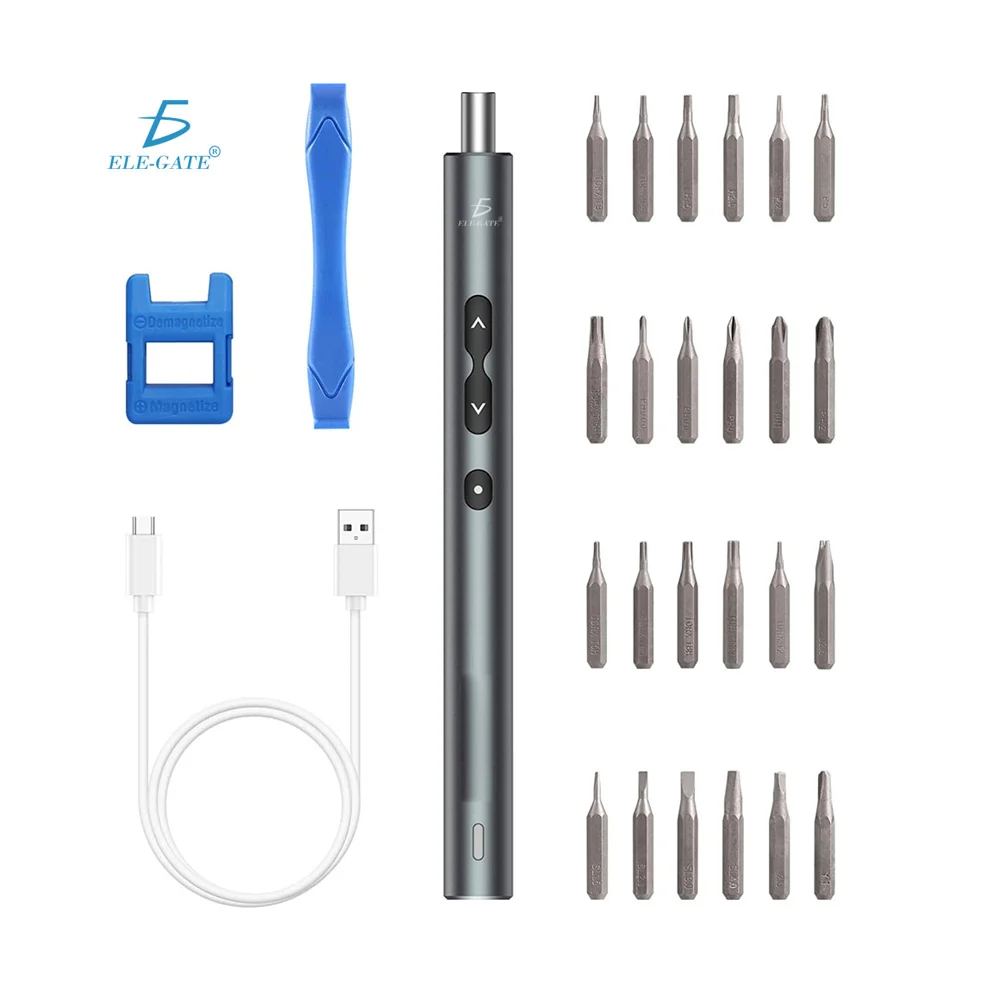 Kit mini destornillador eléctrico multiusos con 24 puntas intercambiables / con.ks.882037