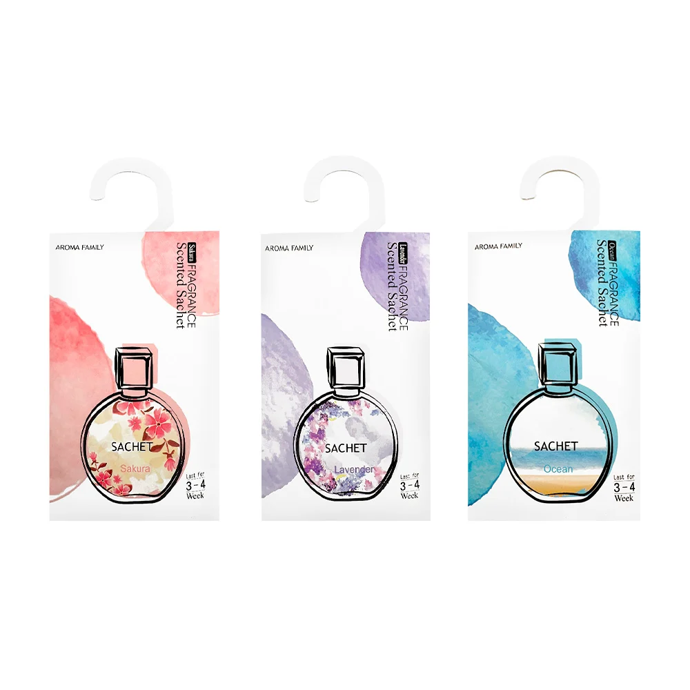 Sobre - bolsita perfumada para cajones o armarios de larga duración + gancho de cartón para colgar, variedad de aromas / kx-112 / aroma family / fragrance scented sachet