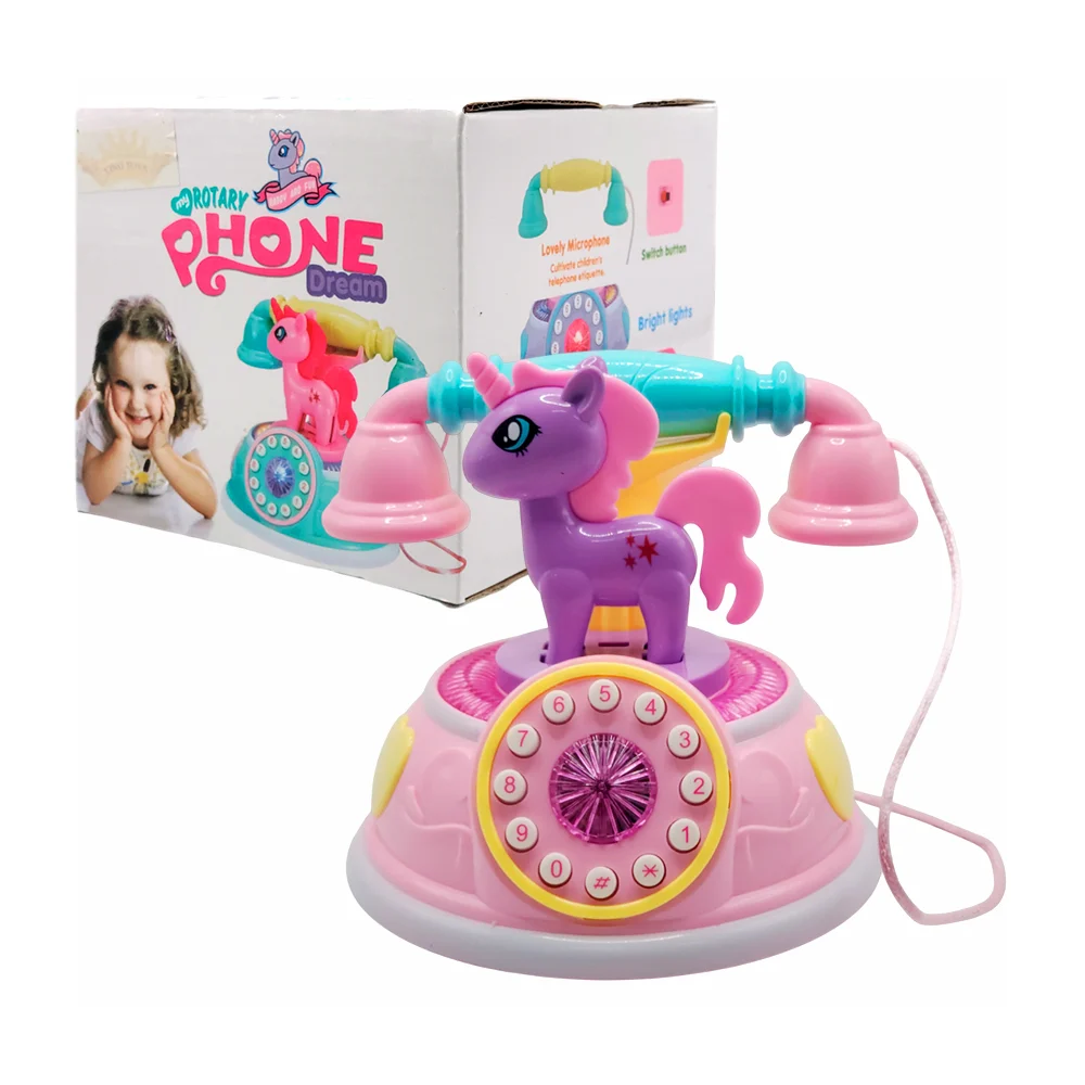 Teléfono interactivo de juguete con sonido, luces, música y diseño de unicornio / my rotary phone dream / kz244165