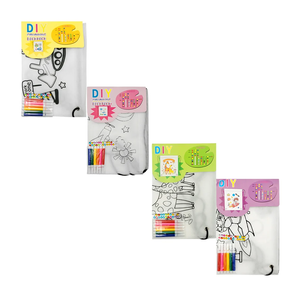 Mini mochila tipo morral para colorear con paquete de plumones lavables y stickers decorativos, variedad de modelos / coloring backpack / l847-237bk