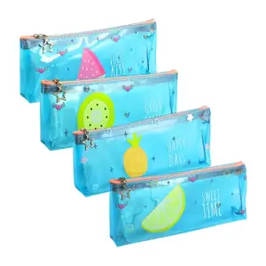 Lapicera rectangular de plástico translúcido con estampado de frutas …