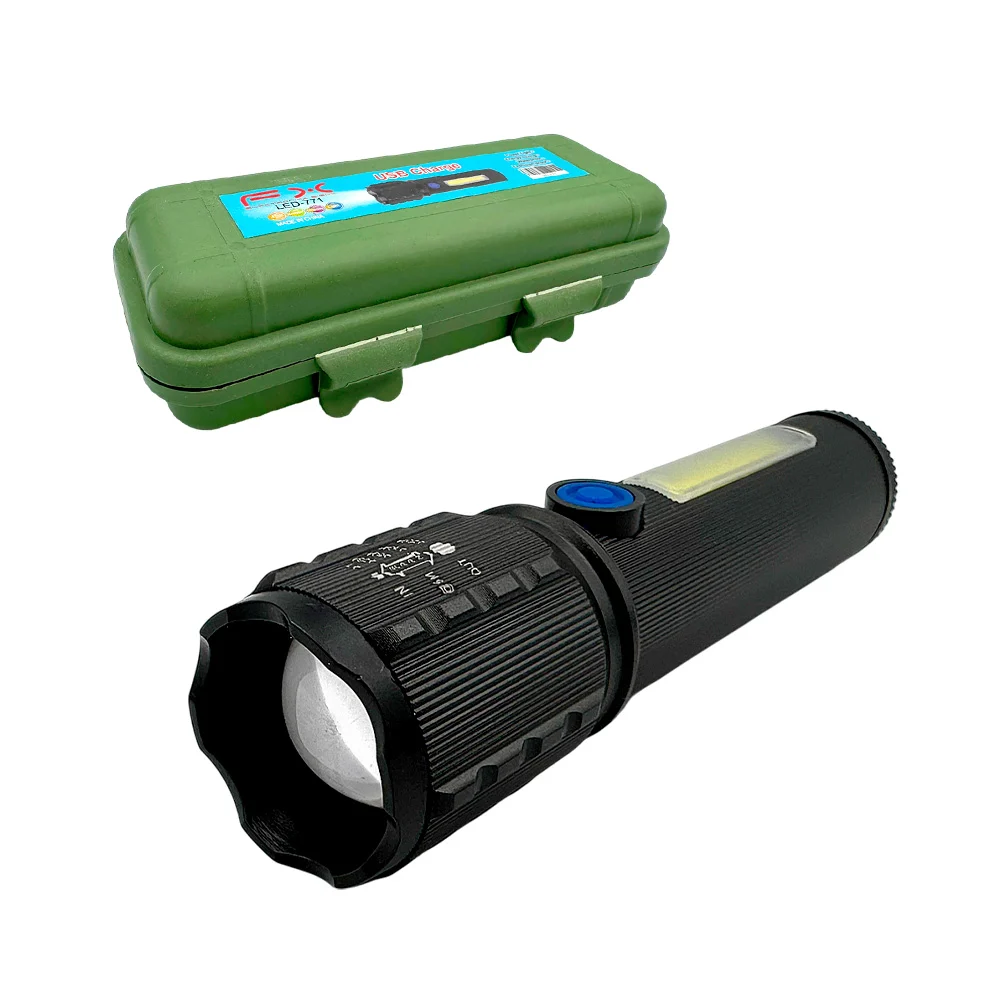 1pza Linterna de mano pequeña, recargable, con apertura variable y 5 modos de iluminación, variedad de funciones / fx / led-771