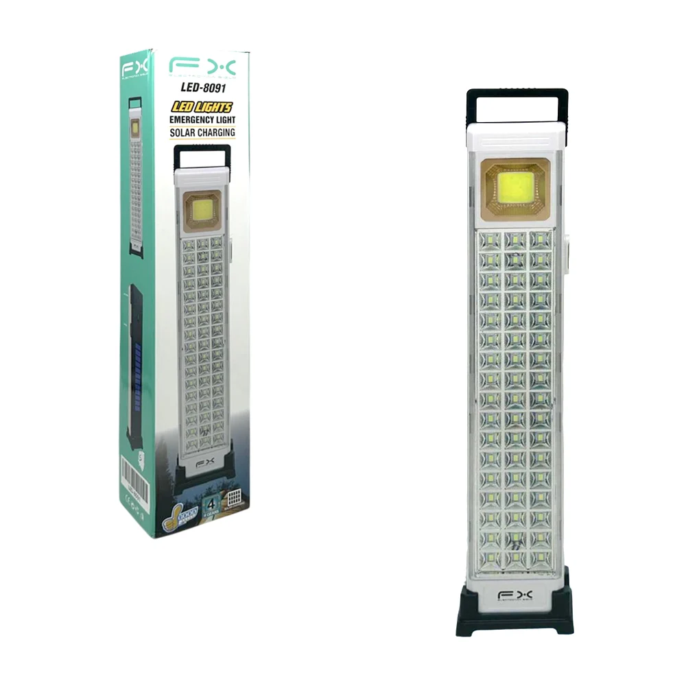 Lámpara de emergencia fx con 4 intensidades de luz y panel solar / led-8091