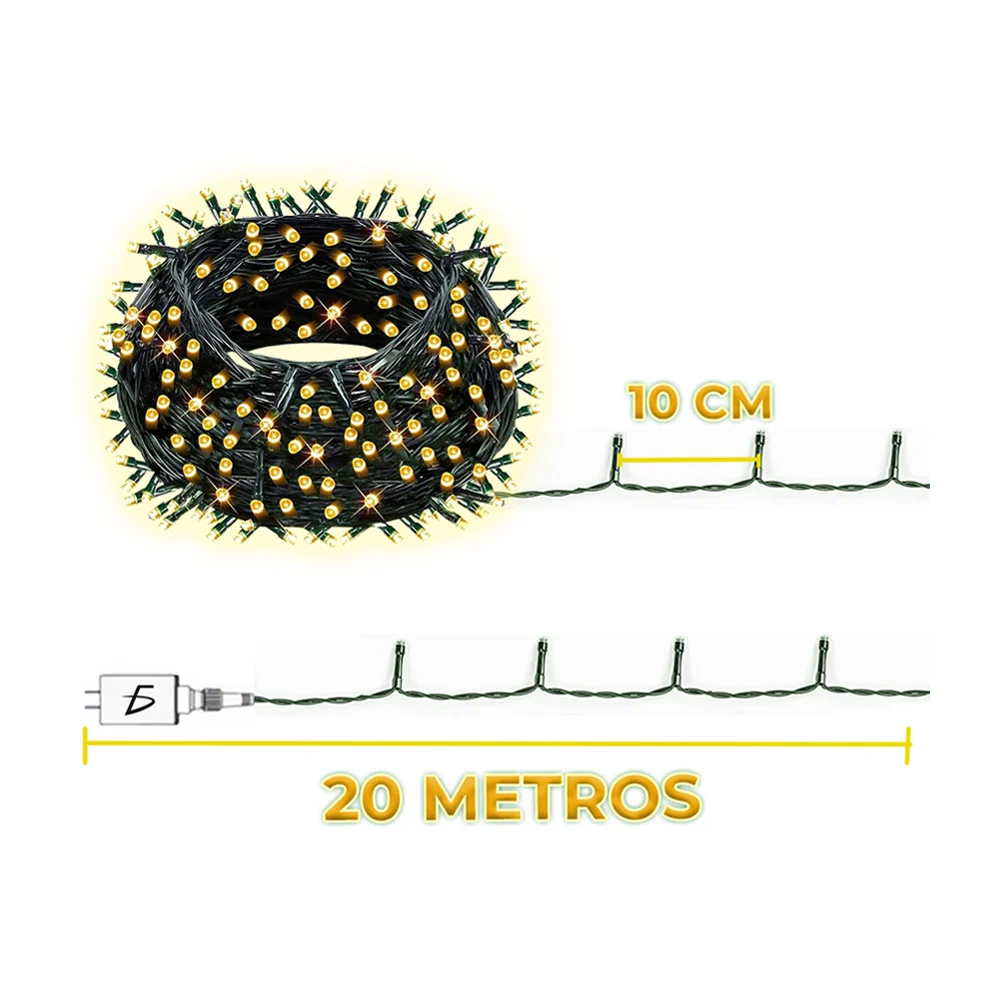 Serie de 20 metros para exteriores con focos led de luz cálida / led.79.20m