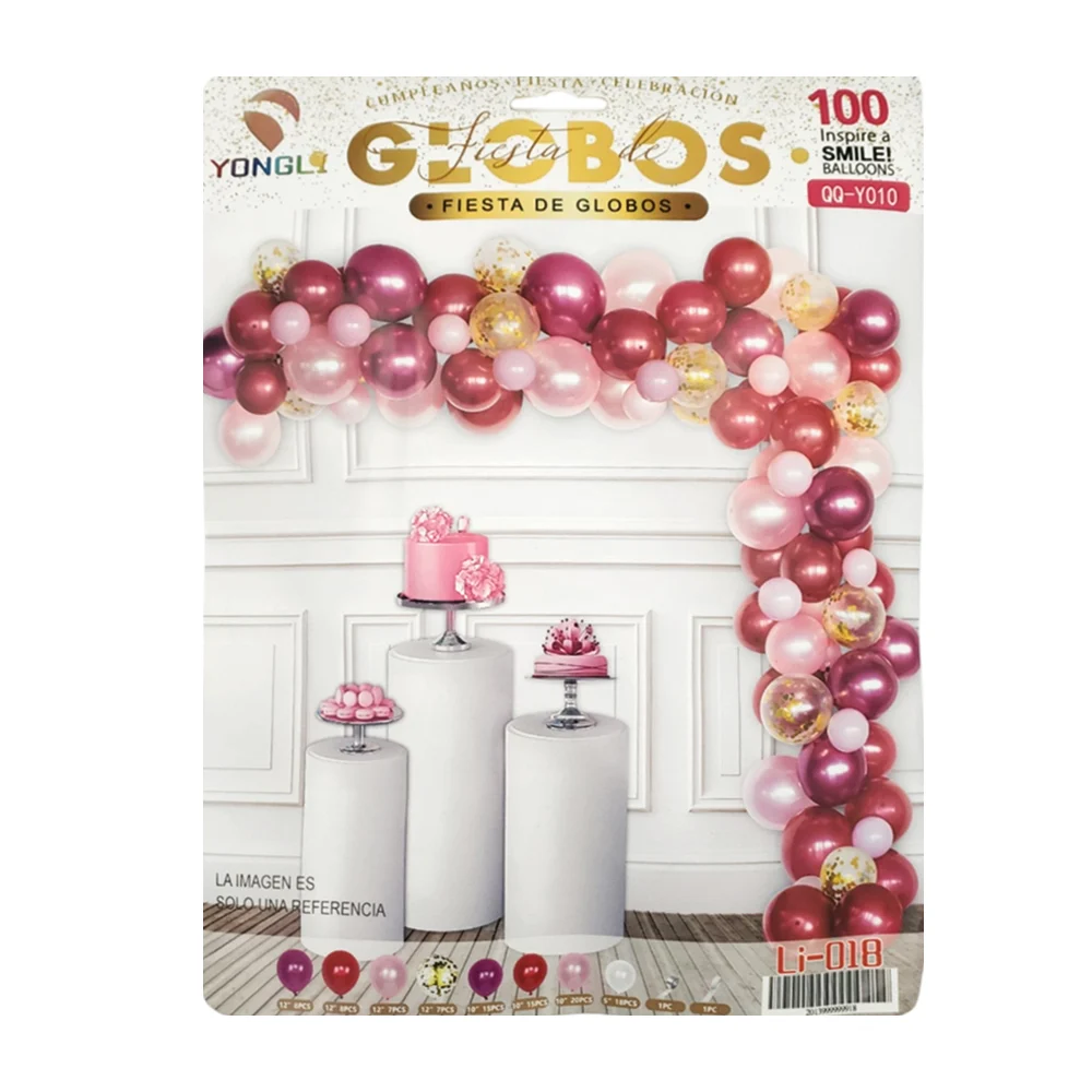Kit decorativo con 98 globos de diversos tamaños y 2 tiras de cadena transparente / qq-y010