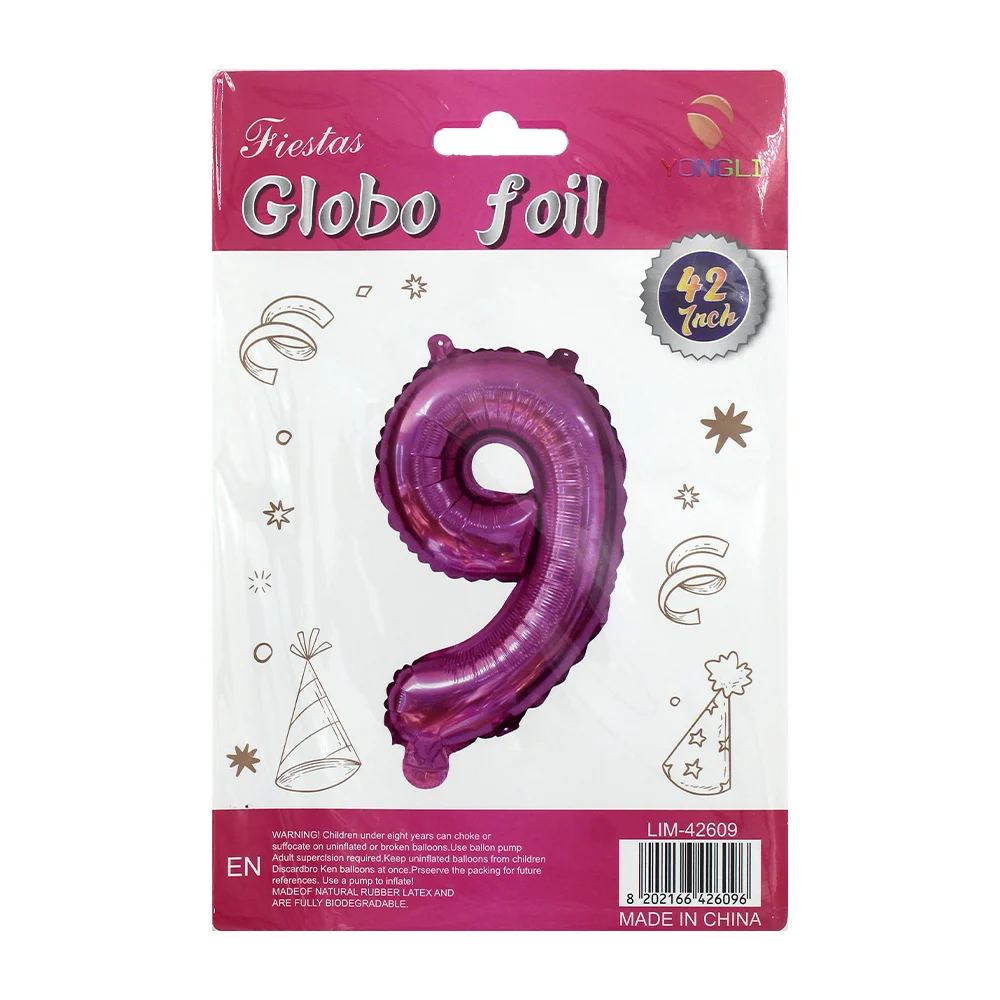 1pza Globo metálico yongli de 42 pulgadas en forma de número, variedad de colores y formas / lim-42609