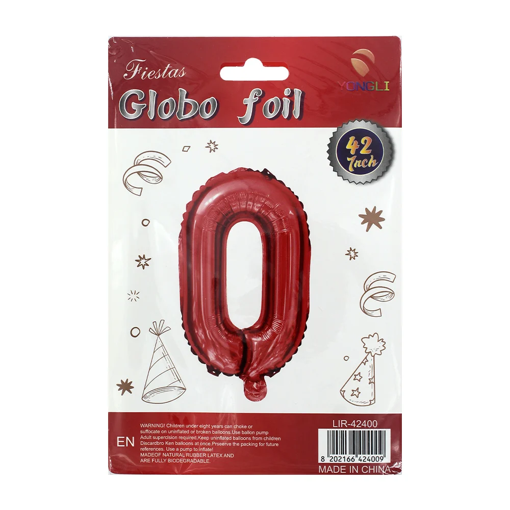 1pza Globo metálico yongli de 42 pulgadas en forma de número, variedad de colores y formas / lir-42400