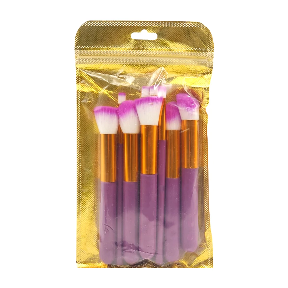 Paquete con 10 brochas para maquillaje con cerdas suaves mango de plástico, variedad de colores / ln65-s33 / brochas maquillaje