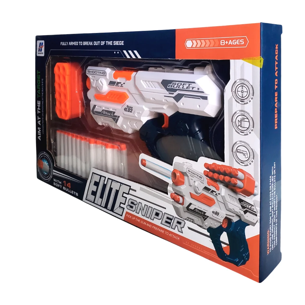 Pistola de juguete elite sniper lanza dardos + 14 dardos y porta dardos / ln71-d03