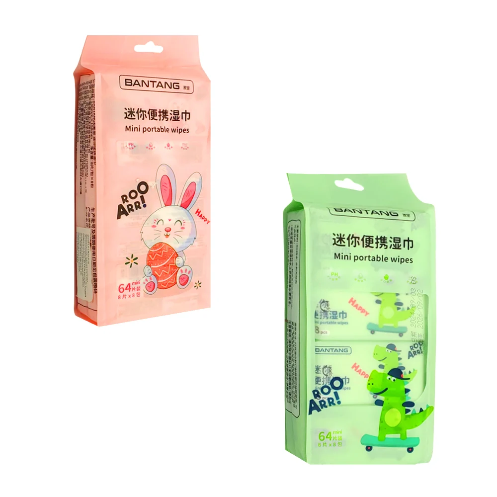 Bolsa con 4 paquetes de 8 toallitas húmedas multifuncionales, variedad de modelos / mini portable wipes / ln72-d16