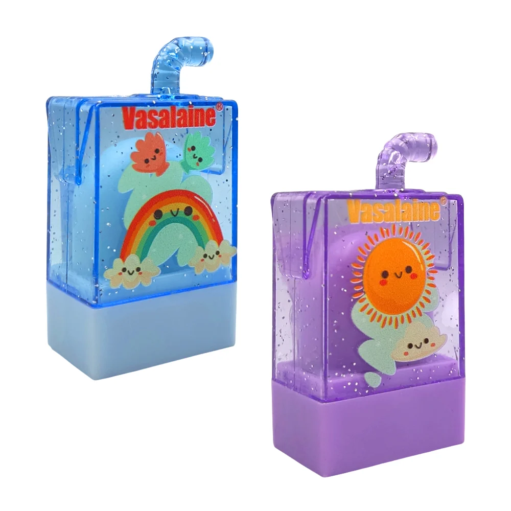 1pza bálsamo hidratante con aroma en envase con forma de jugo estampado animado kawaii, variedad de colores, estampados y aromas / ln73-c06 / vasalaine