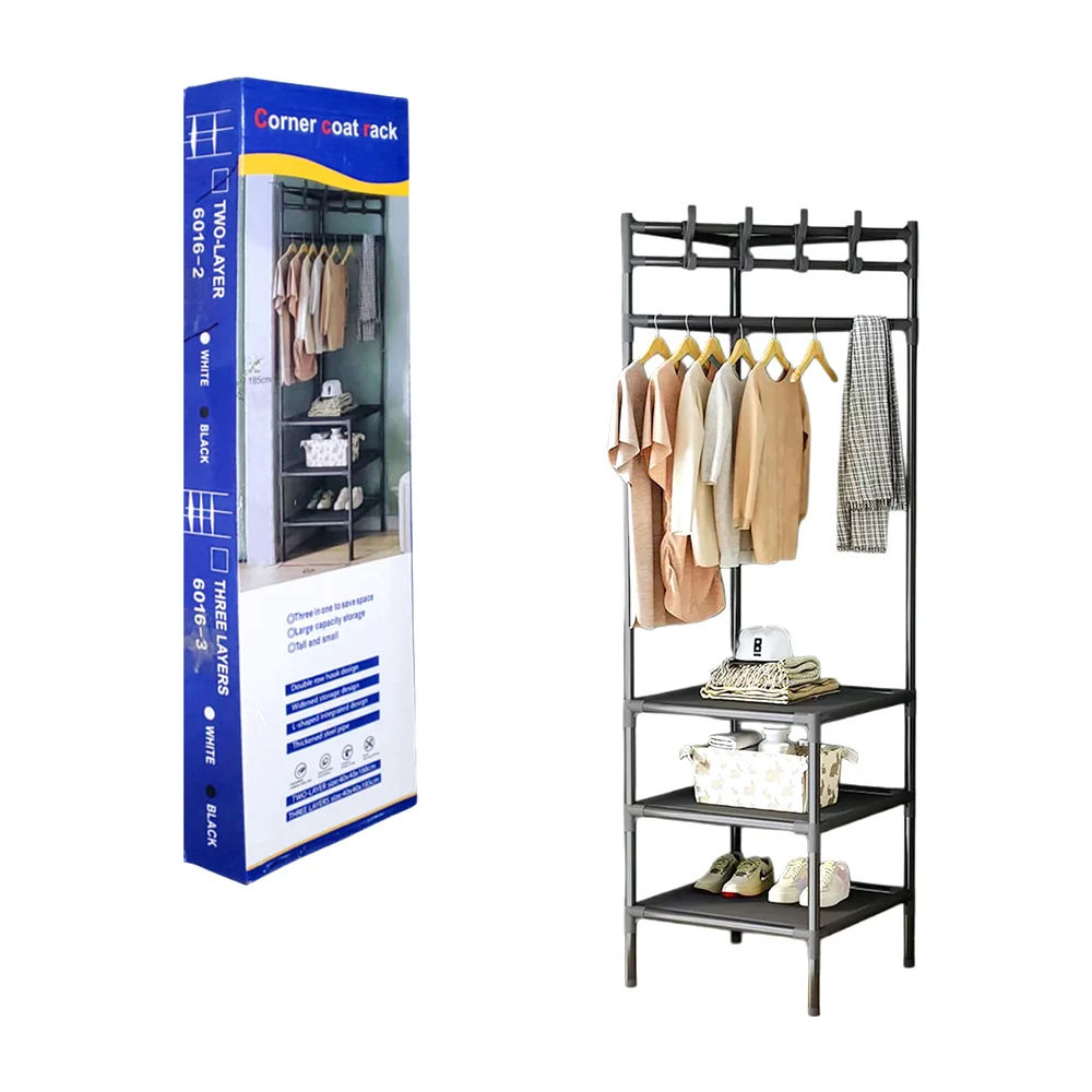 Organizador multifuncional plástico de 2 niveles con un tubo para colgar ropa, variedad de colores / lu1196 / 6016-2