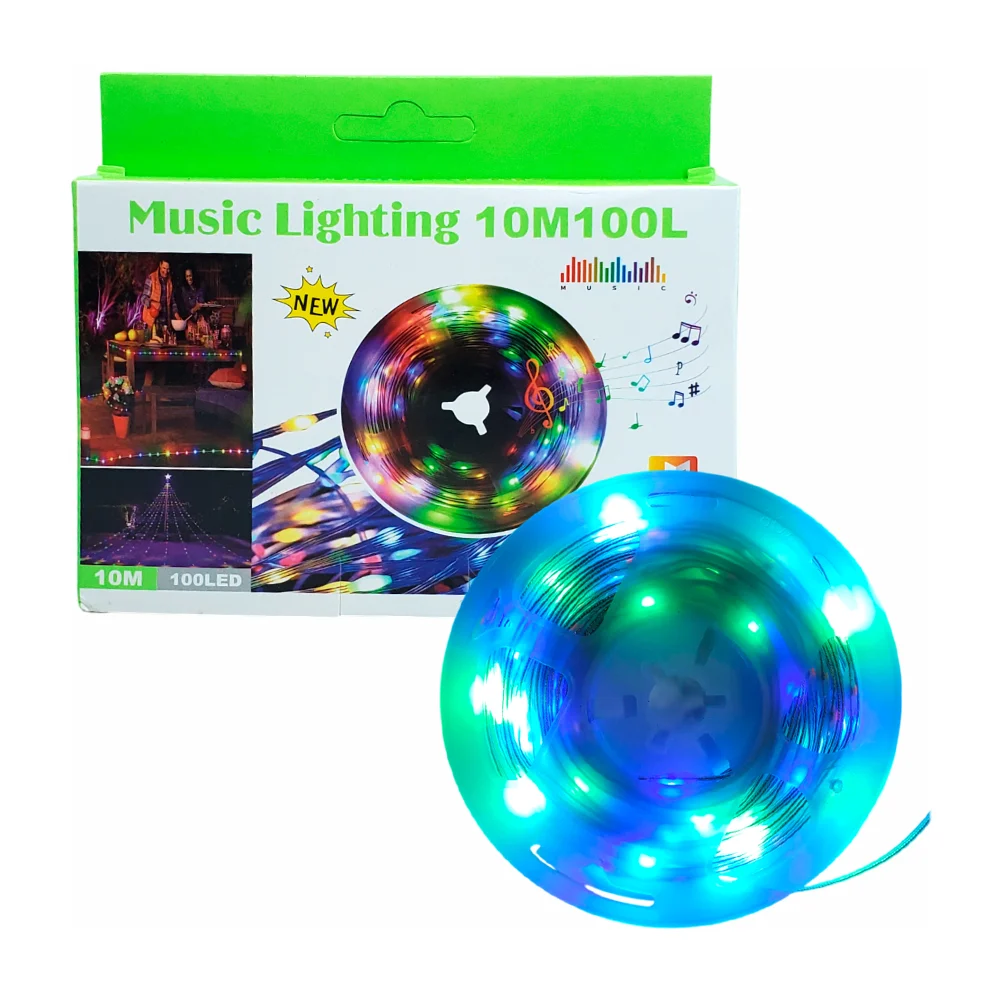 Serie de 10 metros con 100 luces led navideñas + música, variedad de tonalidades / music lighting 10m 100l