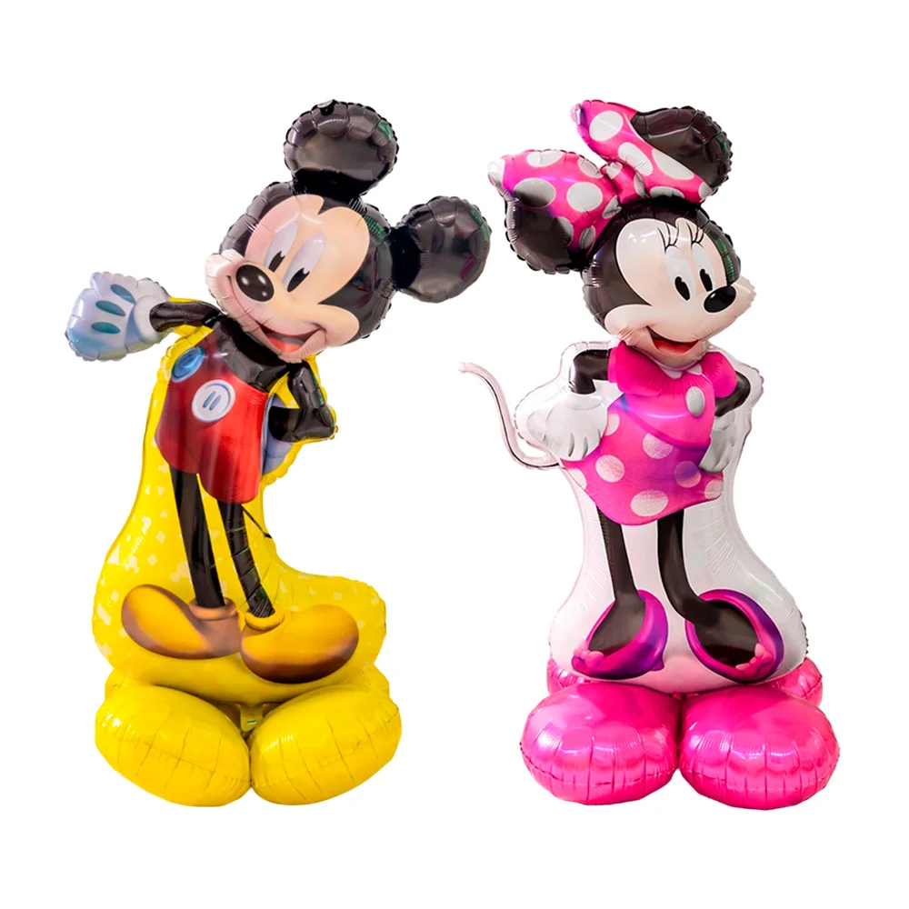 Juego de 2 globos metálicos con diseño base tipo trébol y figura de mickey o minnie mouse 120cm, variedad de diseños / lu3243