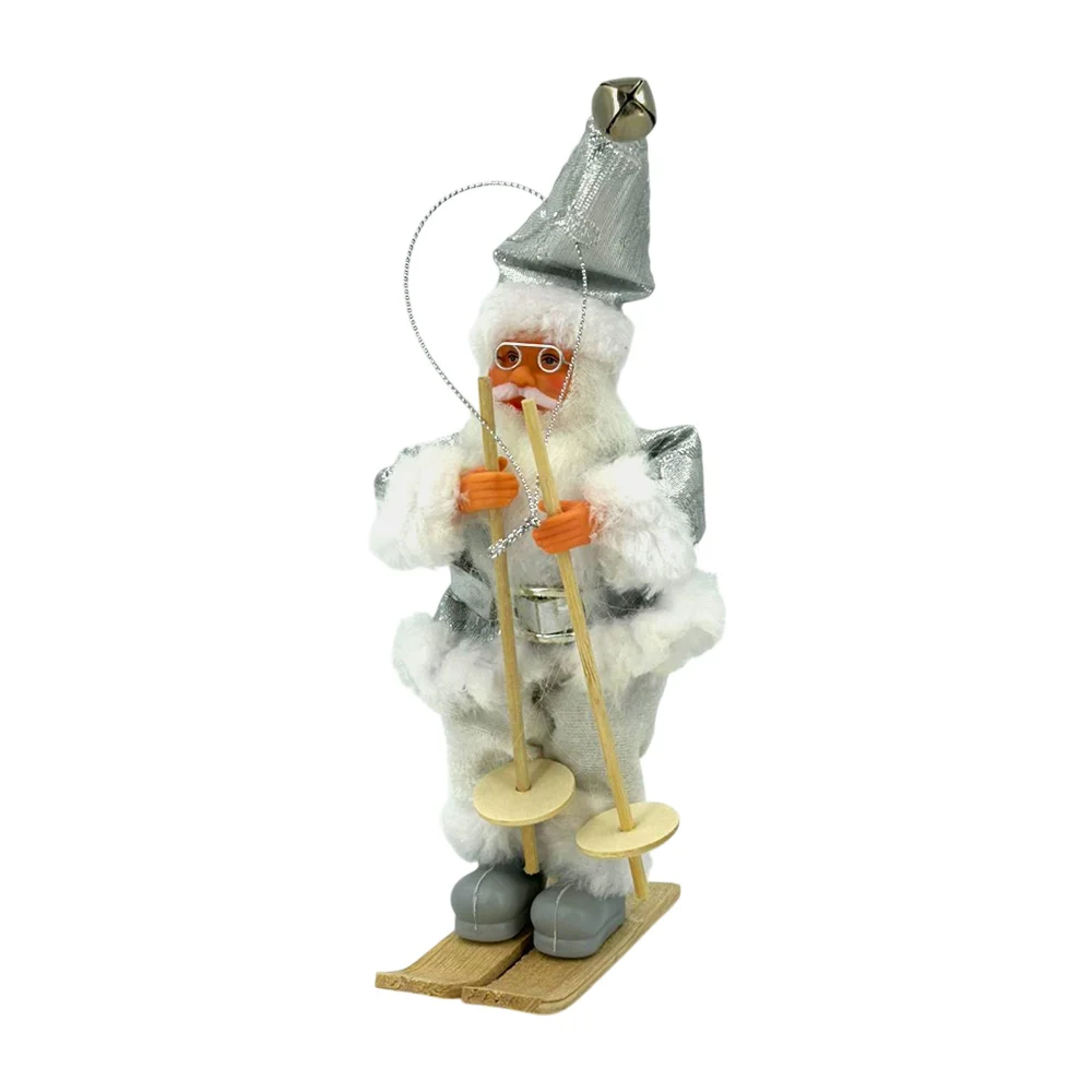 Paquete con 4 adornos colgantes decorativos con diseño de santa esquiando, 24cm, variedad de colores / lu3279