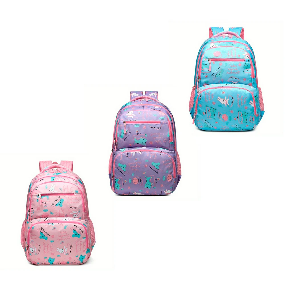 Mochila grande de 4 compartimentos con diseño de animales conejos, gatos, ratones y flor de loto, variedad de colores / sport wherever you / lu3528