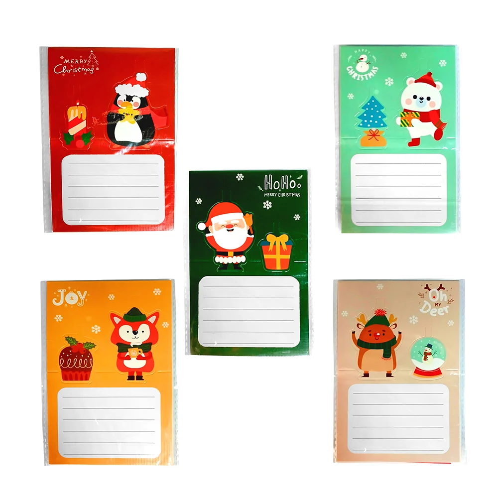 1pza Tarjeta pequeña con diseños de personajes navideños 3d con frase + sobre, variedad de colores y diseños / lu3708