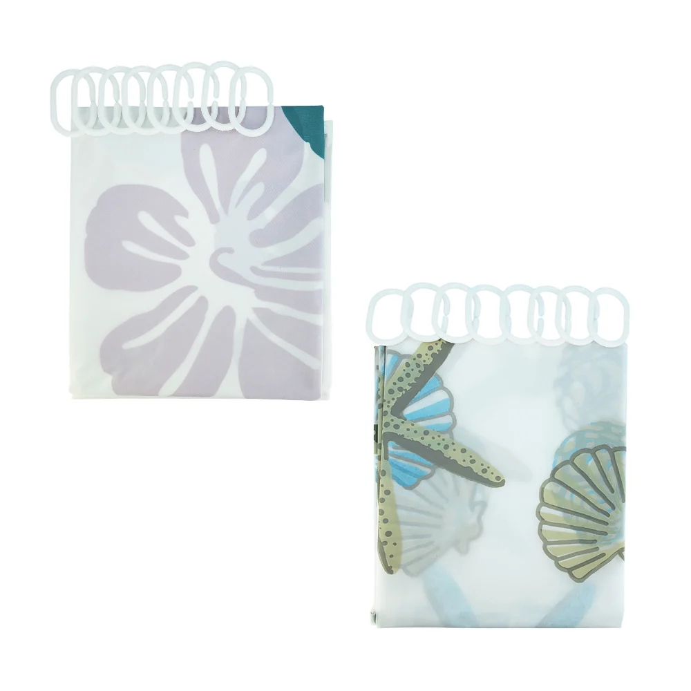 Cortina de plástico impermeable con 8 colgantes para el baño, variedad de diseños / lu3869