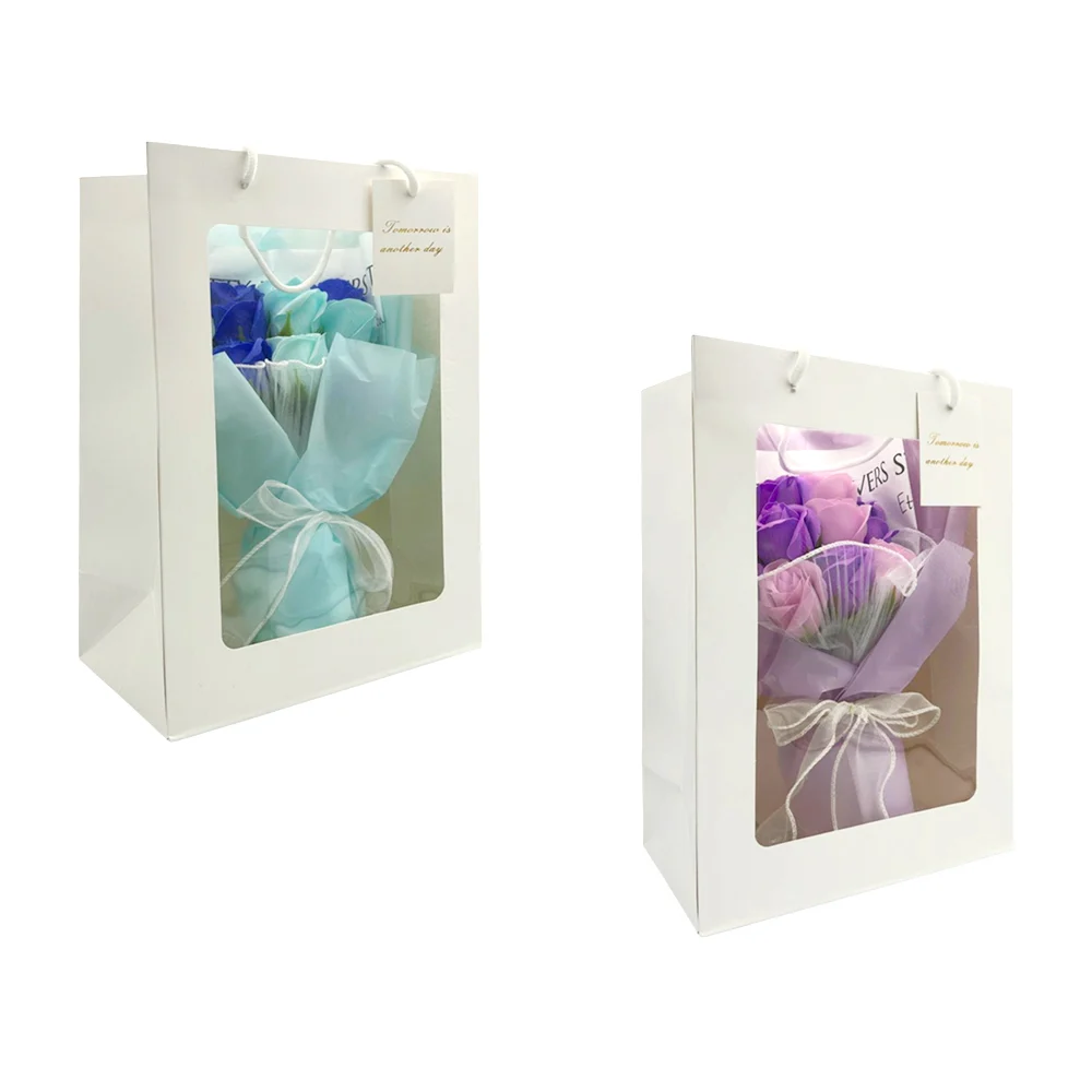 Bolsa de regalo con tira de luz led y ramo de 11 rosas artificiales, variedad de colores / pretty flowers / tomorrow is another day