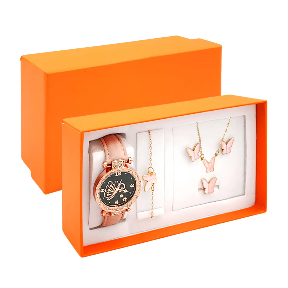 Kit de regalo para dama con pulsera, aretes, anillo, collar y reloj de mano, variedad de colores / lu4302