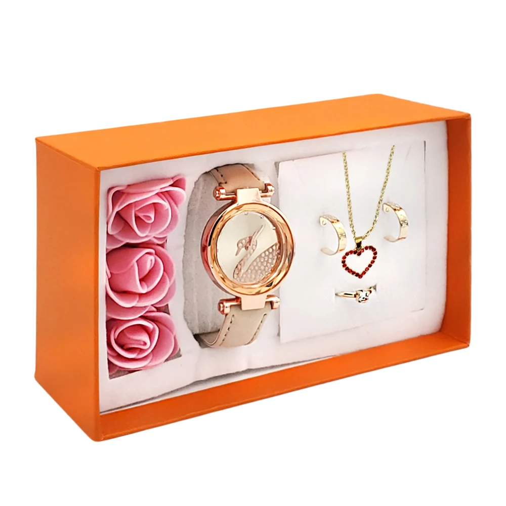 Kit de regalo para dama con flores de foamy, pulsera, anillo, aretes y reloj de mano, variedad de colores / lu4303