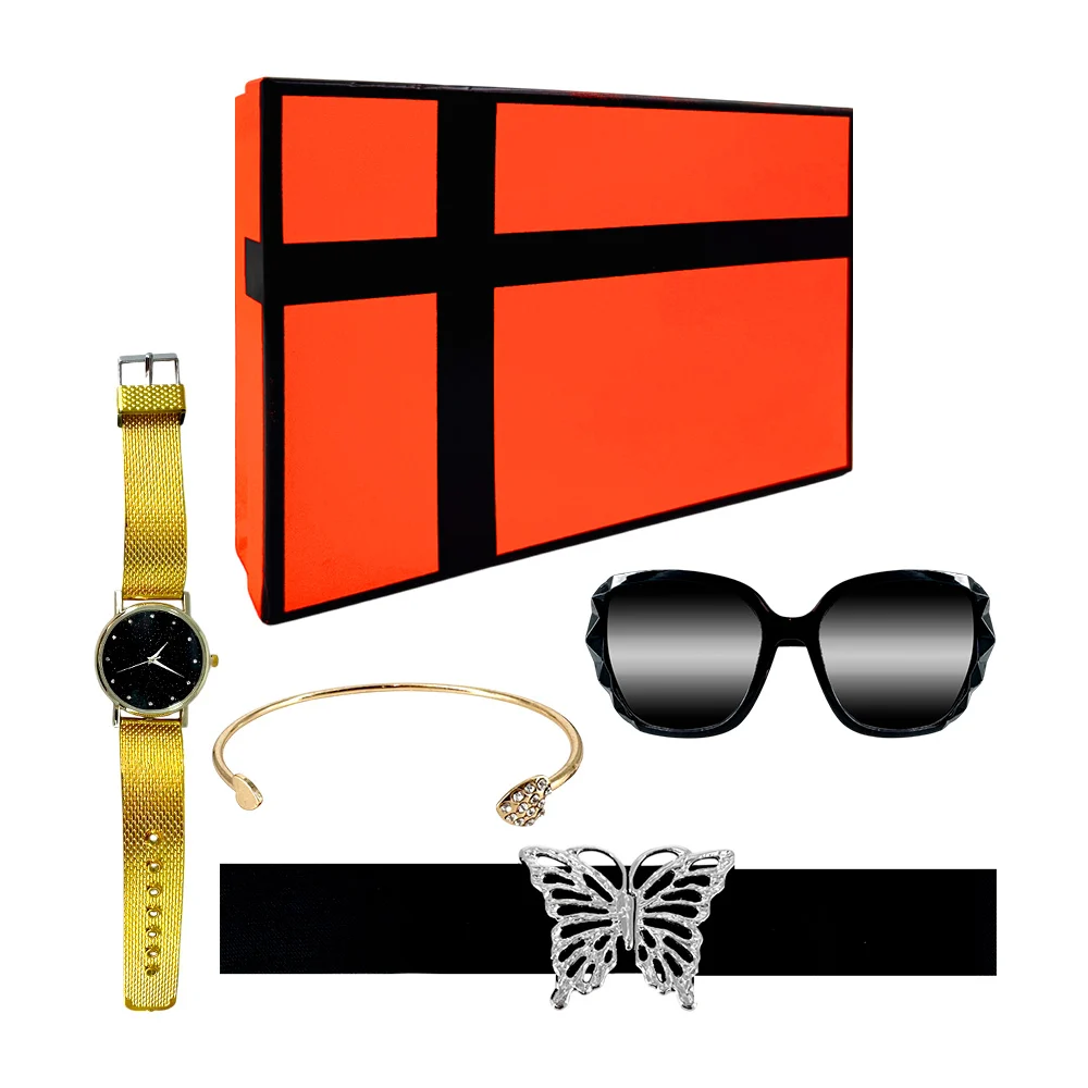 Kit de regalo para dama con cinturón, reloj de mano, pulsera y lentes de sol / lu4339