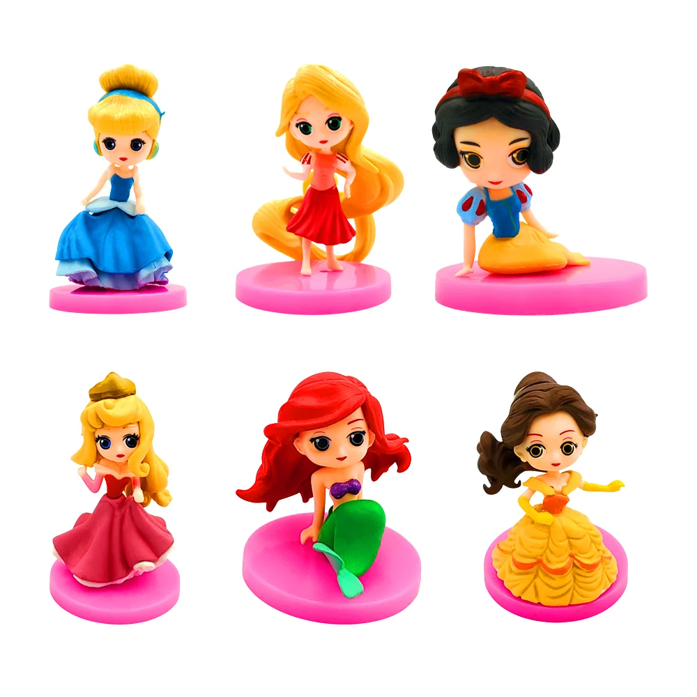 Paquete con 6 figuras de plástico coleccionables en forma de las princesas, 7.5cm, variedad de modelos / lu6619