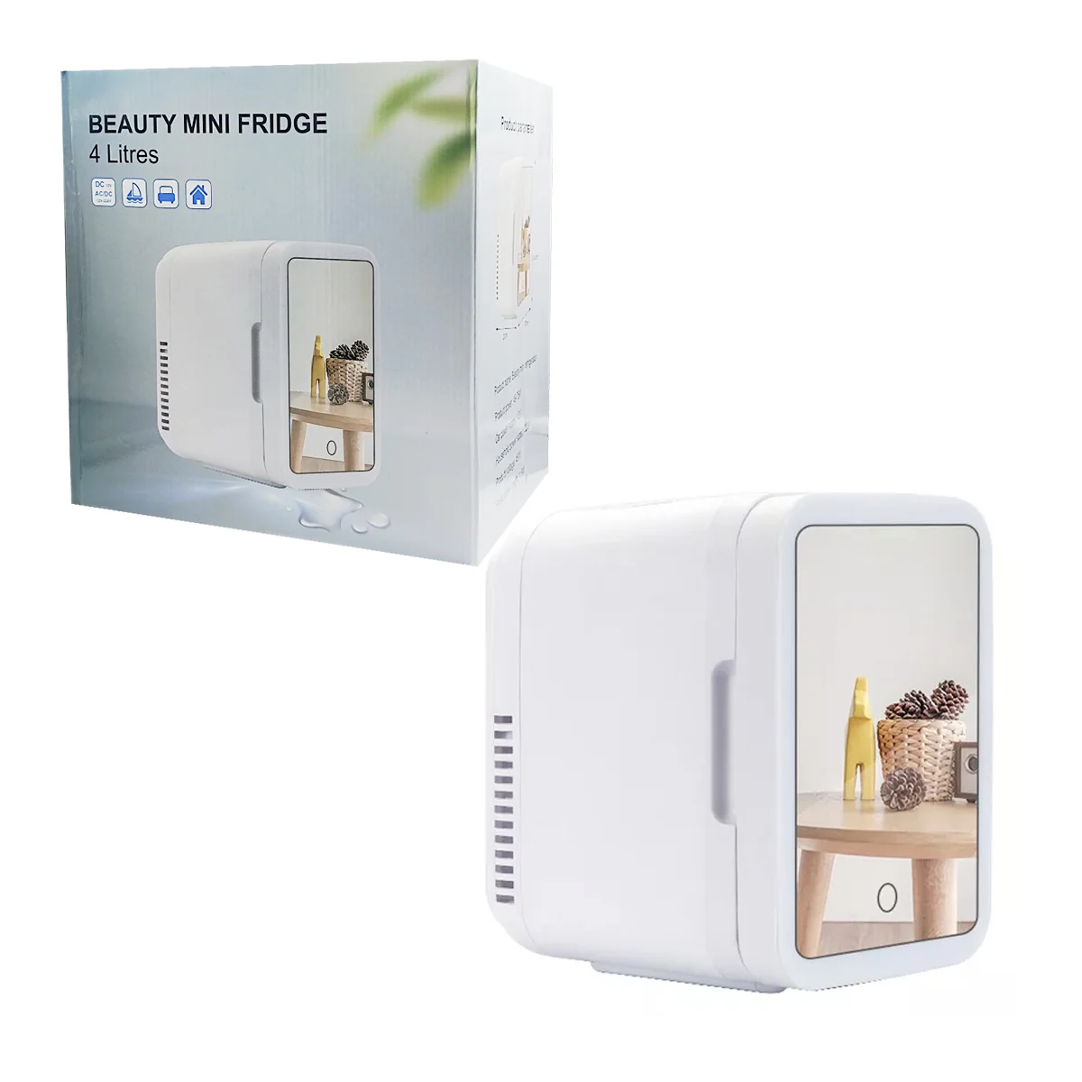 Mini refrigerador de maquillaje portátil con espejo led para enfriar y calentar capacidad 4 litros / beauty mini fridge